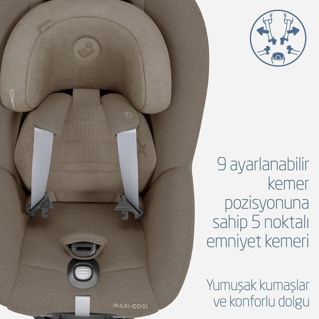 Maxi-Cosi Mica 360 Pro i-Size Dünyanın İlk Kızaklı, Araç Dışına Çıkabilen ADAC'lı İsofix'li 360 Dönebilir Yatabilir 0-18 kg Bebek Oto Koltuğu Authentic Truffle