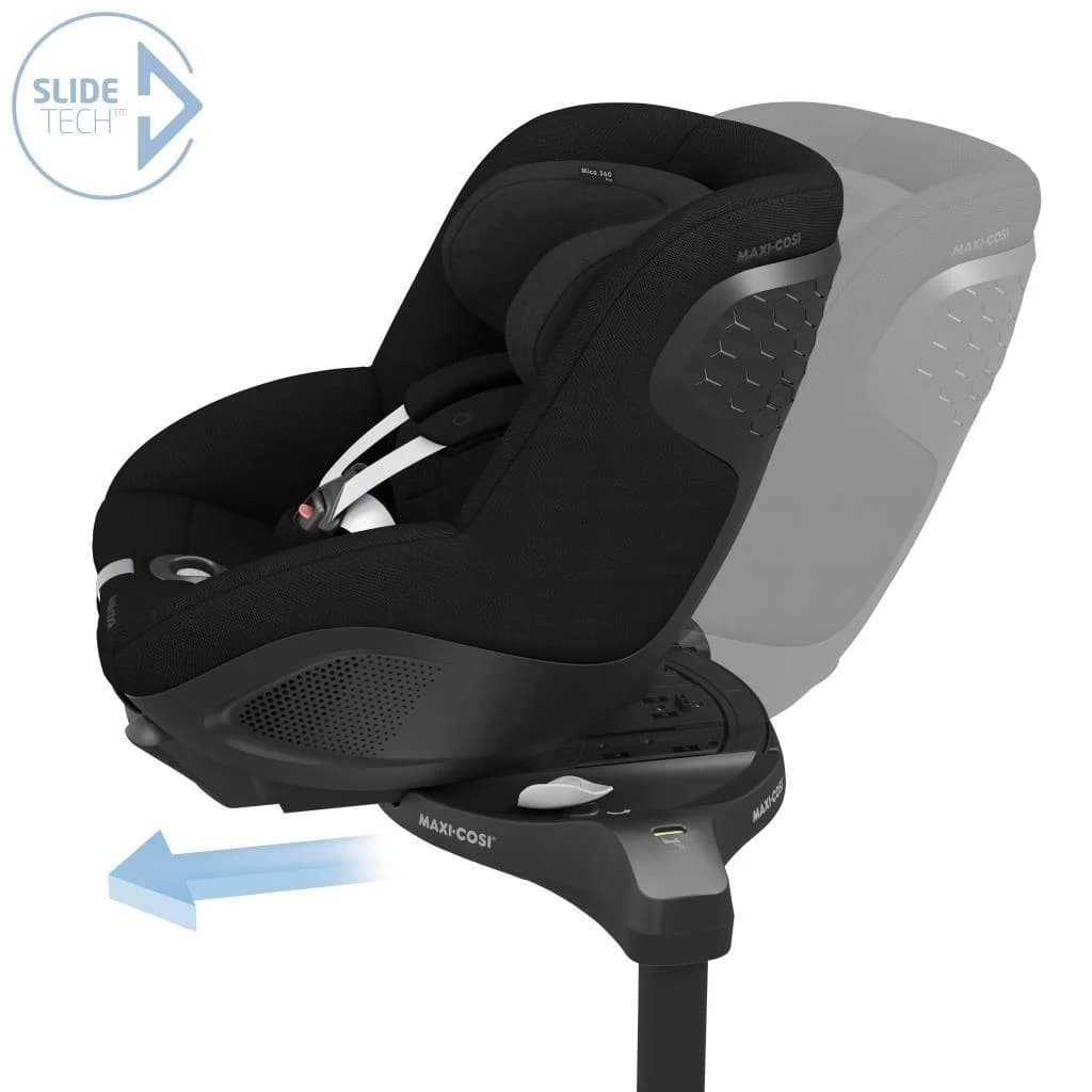 Maxi-Cosi Mica 360 Pro i-Size Dünyanın İlk Kızaklı, Araç Dışına Çıkabilen ADAC'lı İsofix'li 360 Dönebilir Yatabilir 0-18 kg Bebek Oto Koltuğu Authentic Black