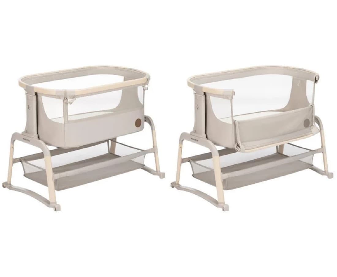 Maxi-Cosi Iora Air Sallanabilen Ahşap Görünümlü Anne Yanı Beşik Beige Eco