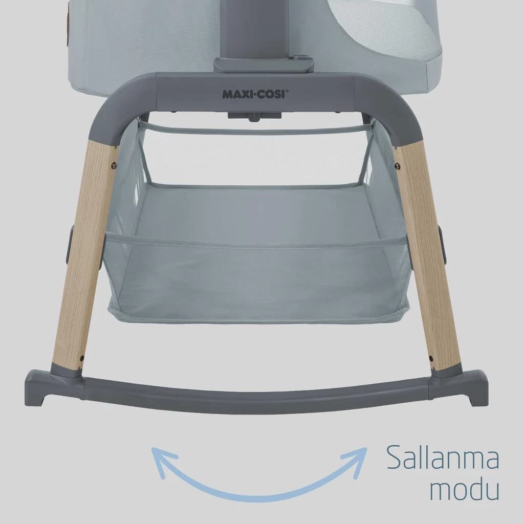Maxi-Cosi Iora Air Sallanabilen Ahşap Görünümlü Anne Yanı Beşik Beyond Grey