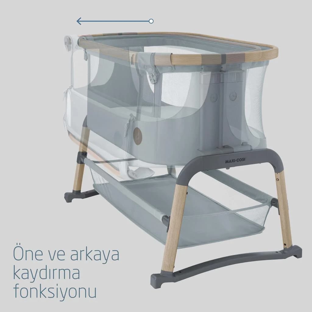 Maxi-Cosi Iora Air Sallanabilen Ahşap Görünümlü Anne Yanı Beşik Beyond Grey